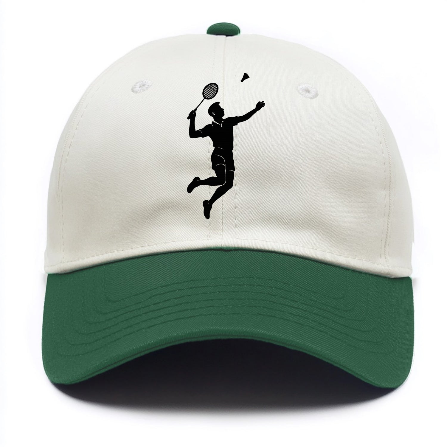 Badminton player jumping for a smash - Two Tone Cap - Green