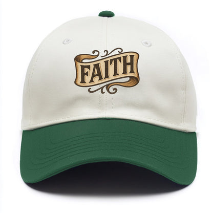 Bold typography design - "FAITH" - trust in the unseen, spiritual strength - Two Tone Cap - Green