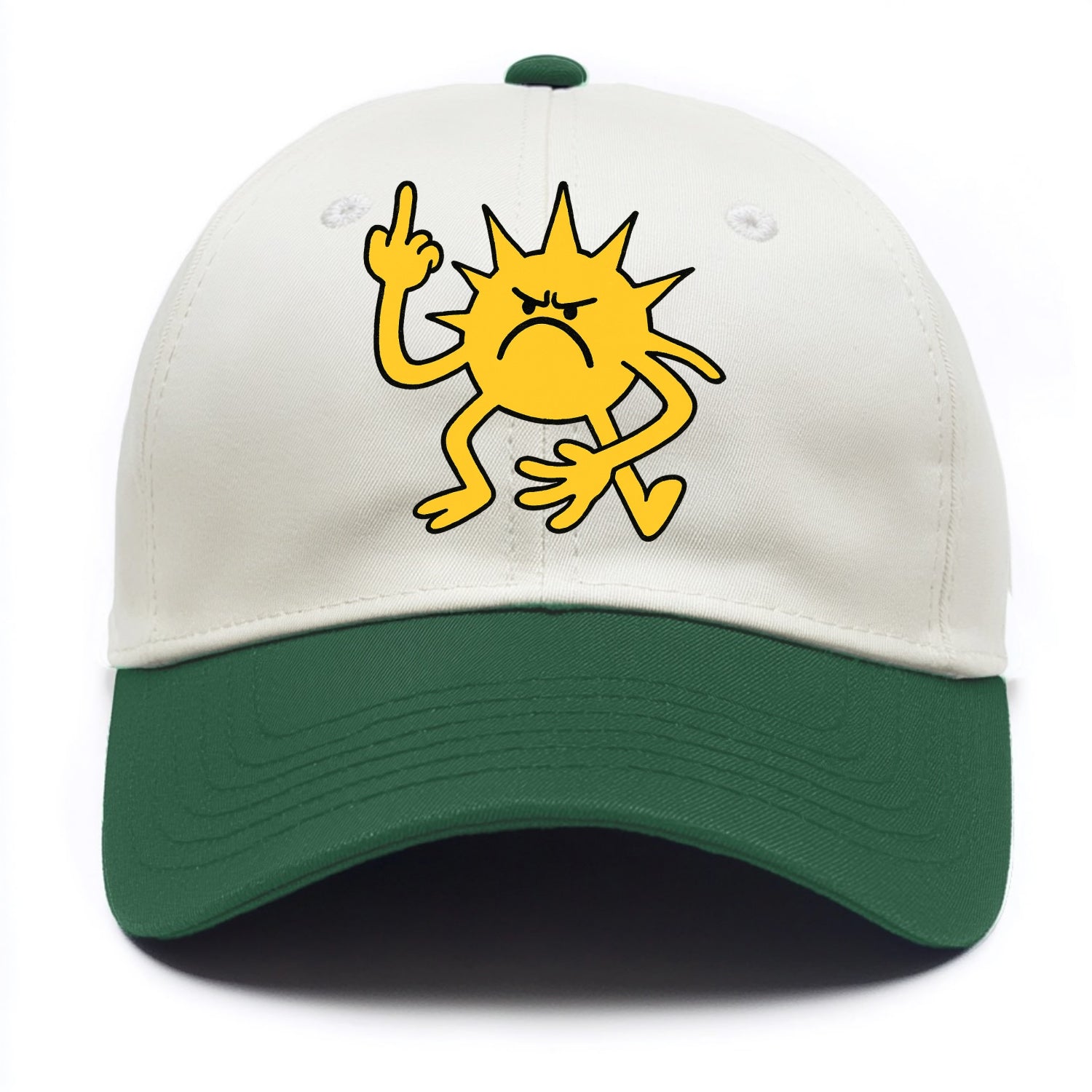 MORNINGS ARE PUNISHMENT | Grumpy sun with middle finger - Two Tone Cap - Green
