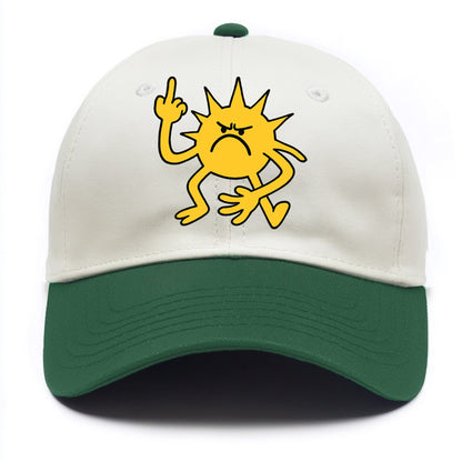 MORNINGS ARE PUNISHMENT | Grumpy sun with middle finger - Two Tone Cap - Green
