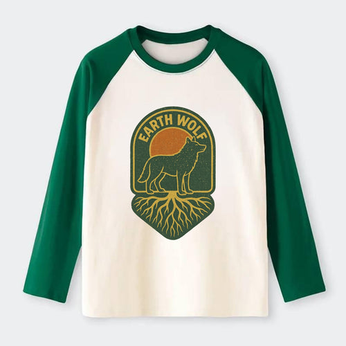 Earth Wolf Roots  - Raglan Long Sleeve T-Shirt