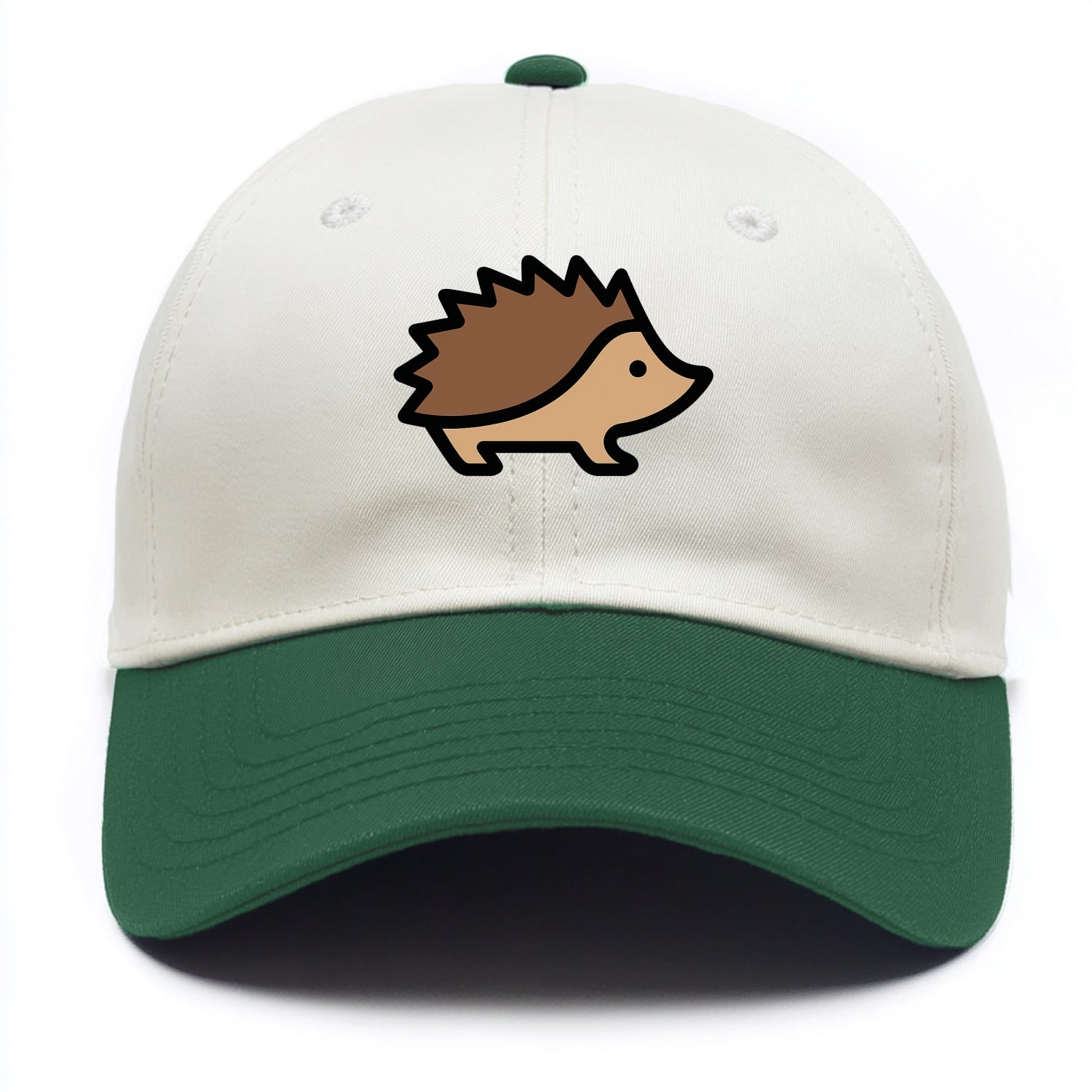Hedgehog - Brown spiky back flat side profile - Two Tone Cap - Green