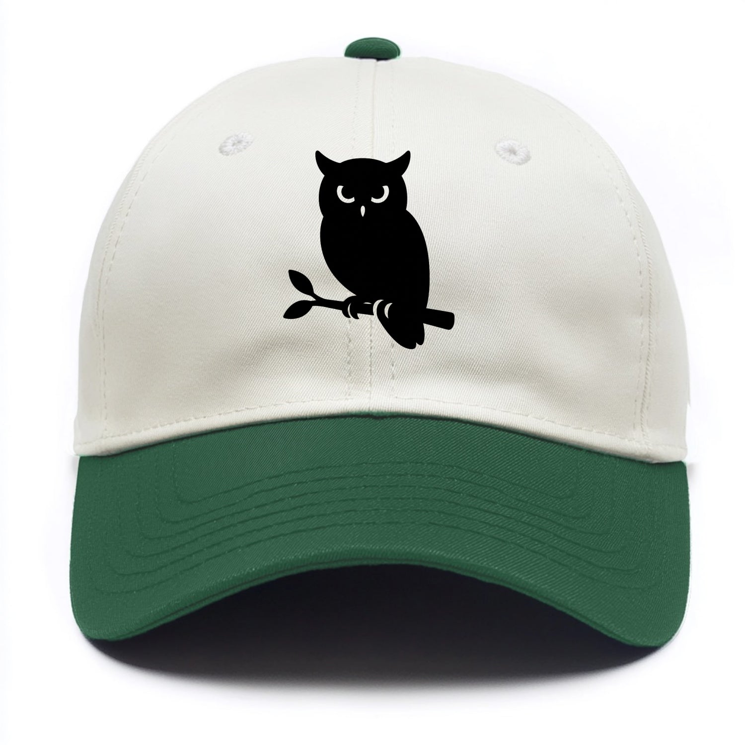 Owl perched on branch at night - Two Tone Cap - Green