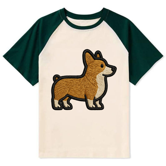 Pembroke Welsh Corgi - Trendy minimal sh - Contrast Raglan T-shirt - Green