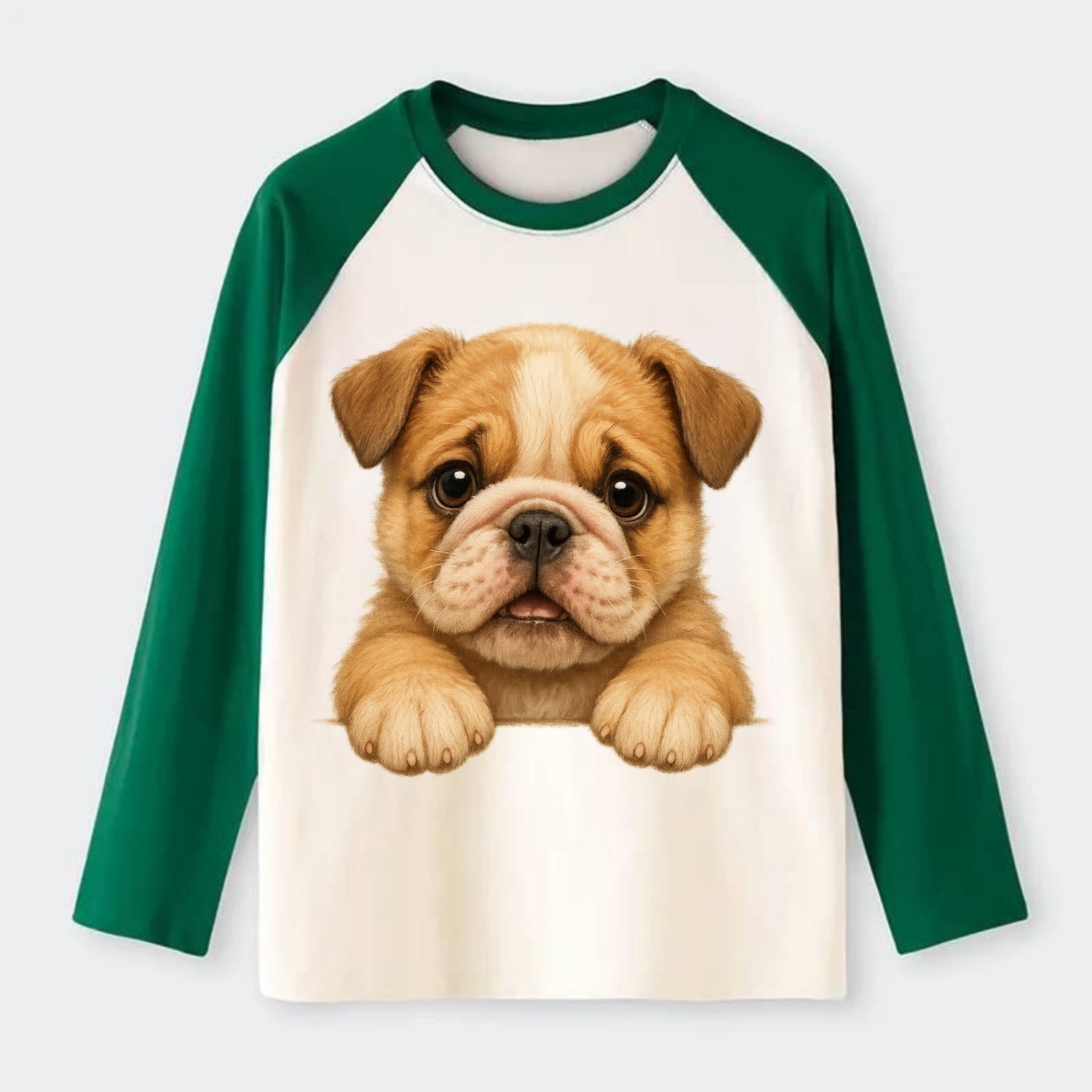 Bulldog  - Raglan Long Sleeve T-Shirt - Green
