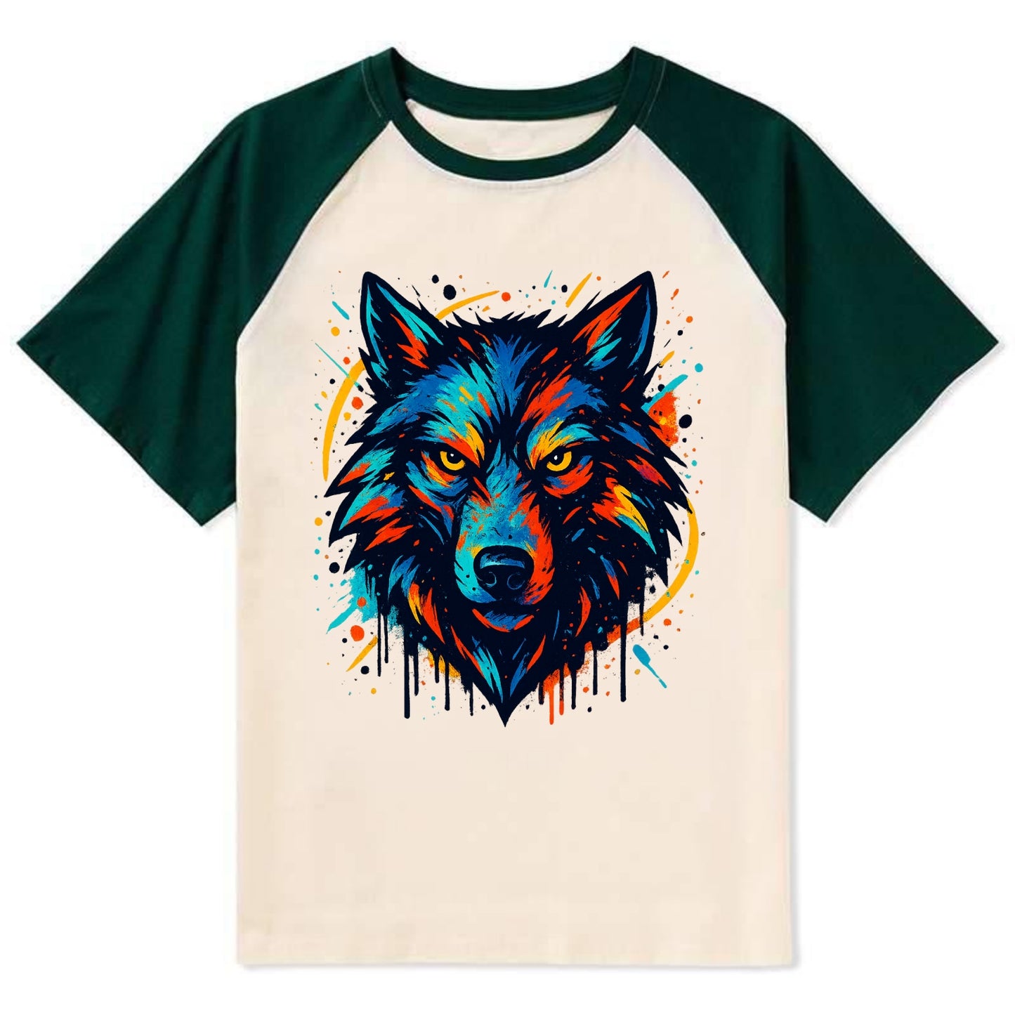 Alpha Wolf Leader  - Contrast Raglan T-shirt - Green