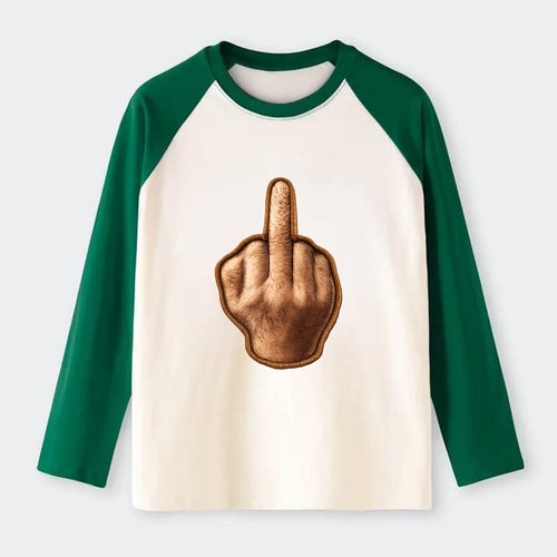 MIDDLE FINGER - hand gesture in skin tone , attitude - Raglan Long Sleeve T-Shirt