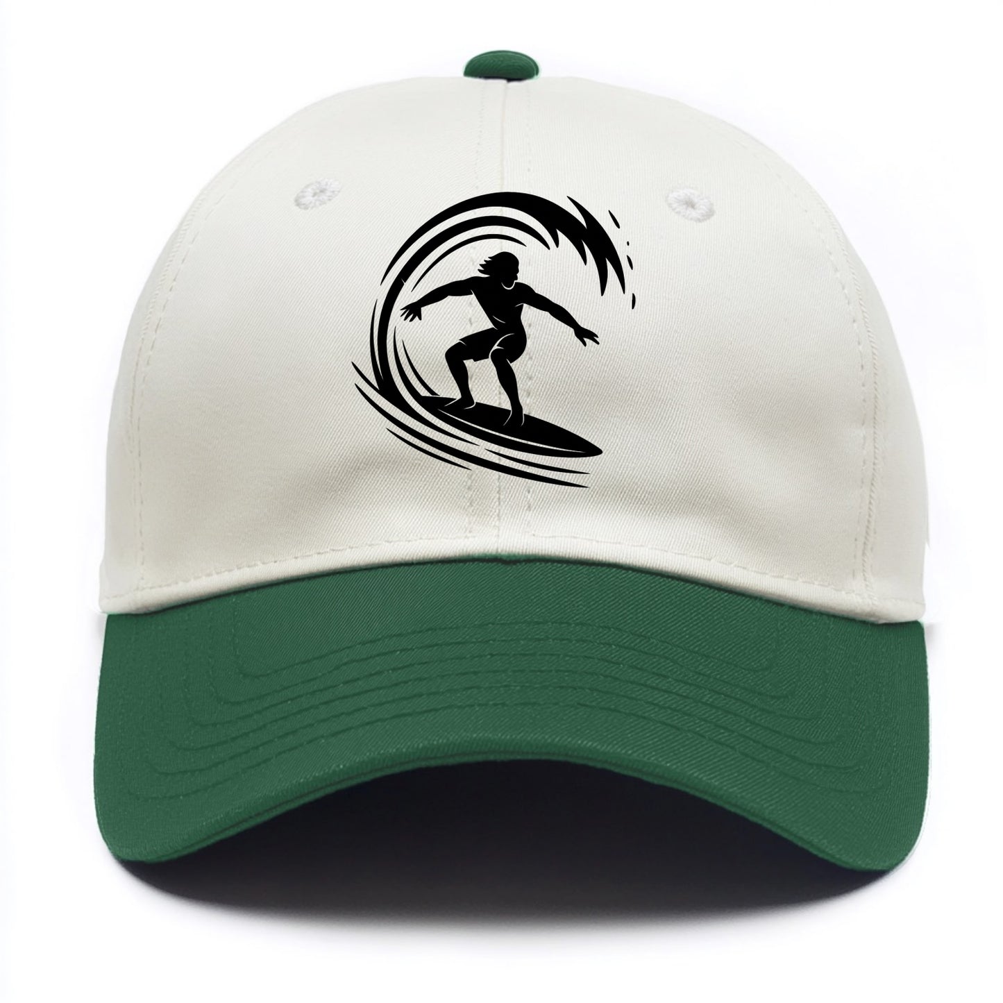 Hawaiian surfer riding big wave - Two Tone Cap - Green