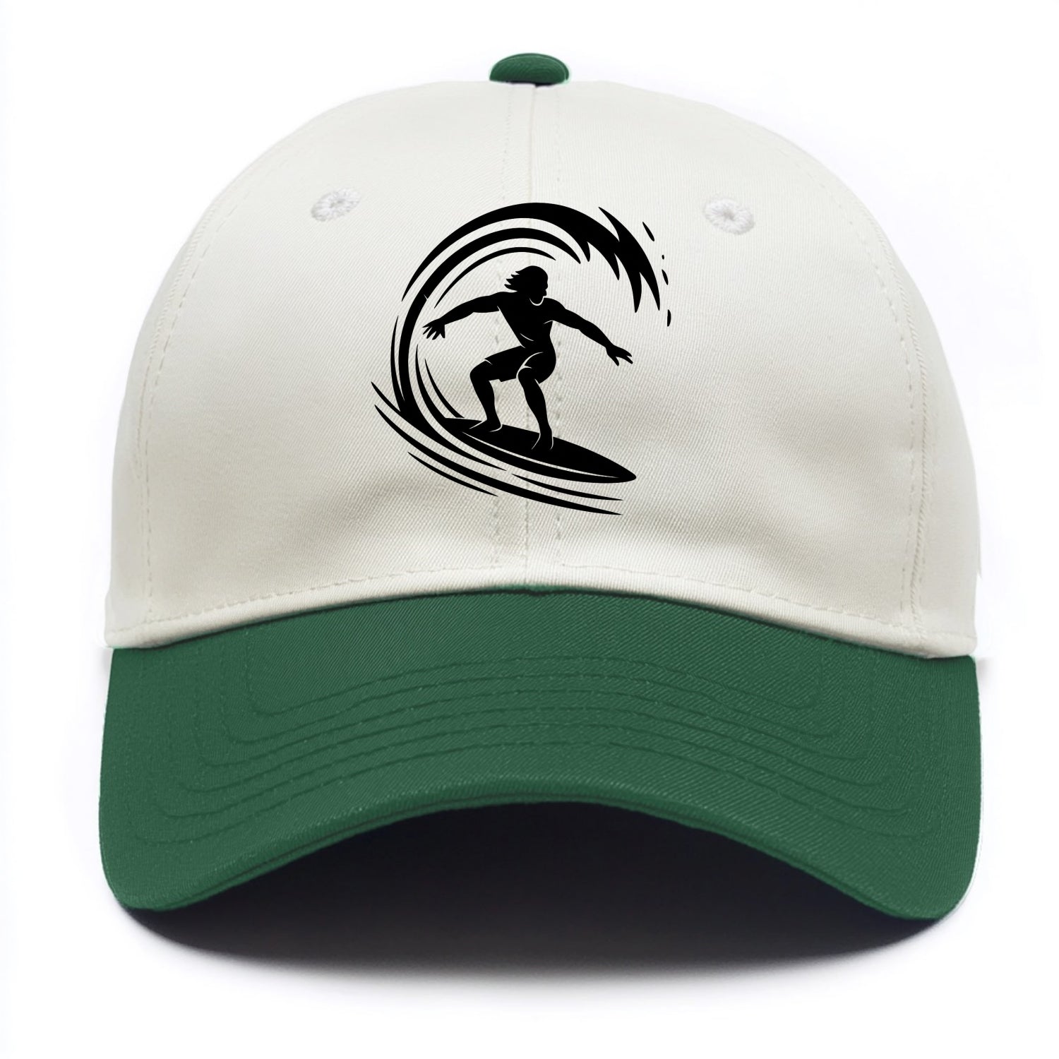 Hawaiian surfer riding big wave - Two Tone Cap - Green