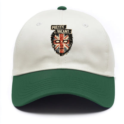 PRETTY VACANT | Blank stare Union Jack face | Empty expression | Punk nihilism | - Two Tone Cap - Green