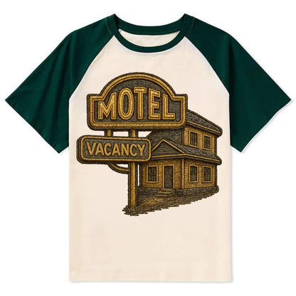 Motel Sign  - Contrast Raglan T-shirt - Green