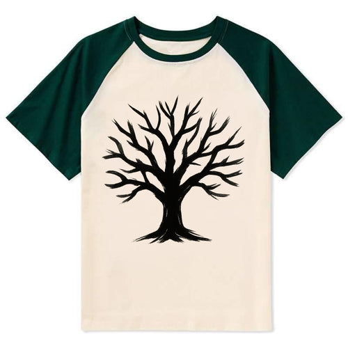 Tree with many branches - community strength ink art - Contrast Raglan T-shirt