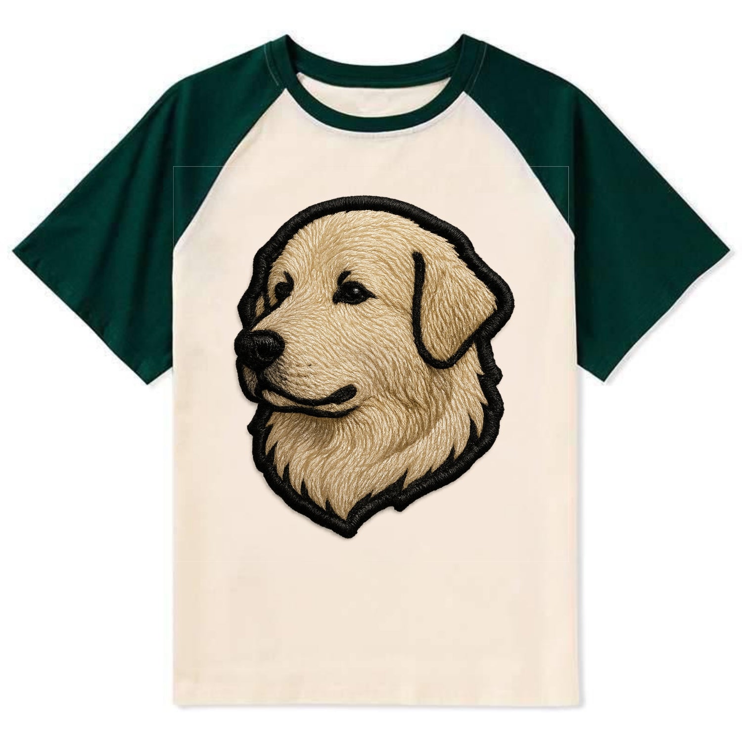 Great Pyrenees - Trendy fluffy giant des - Contrast Raglan T-shirt - Green