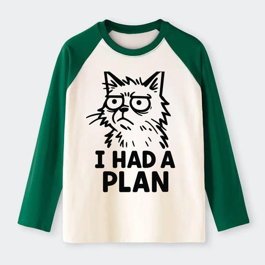 Existential Crisis Cat - Raglan Long Sleeve T-Shirt - Green