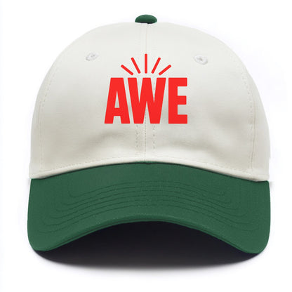 Bold typography design - "AWE" - overwhelming wonder - Two Tone Cap - Green