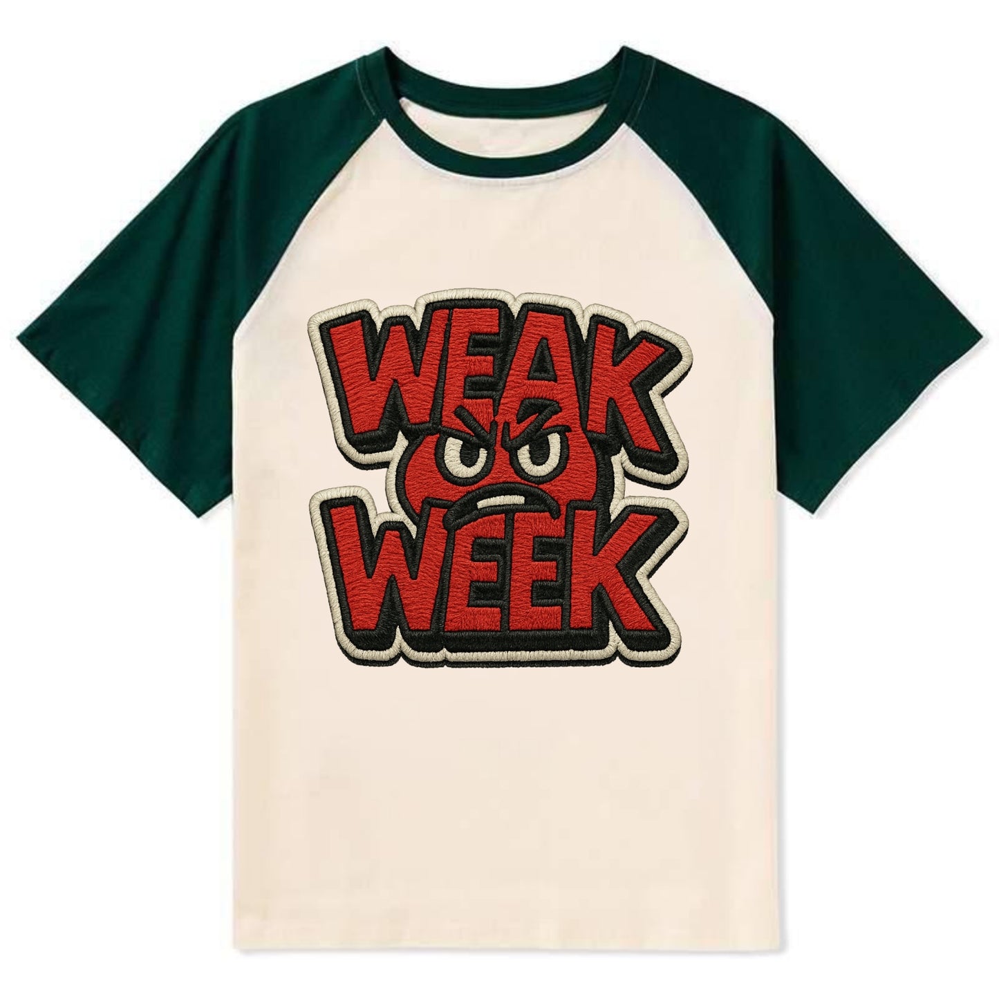 WEAK;WEEK WARRIOR Monday Blue Cap - Contrast Raglan T-shirt - Green