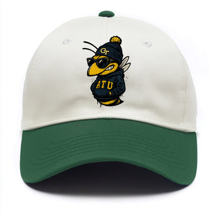 Atlanta Yellow Jacket wearing Georgia Tech beanie with GT patch - Two Tone Cap - Green
