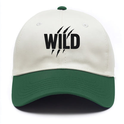 Bold typography design - "WILD" - untamed, natural, free - Two Tone Cap - Green