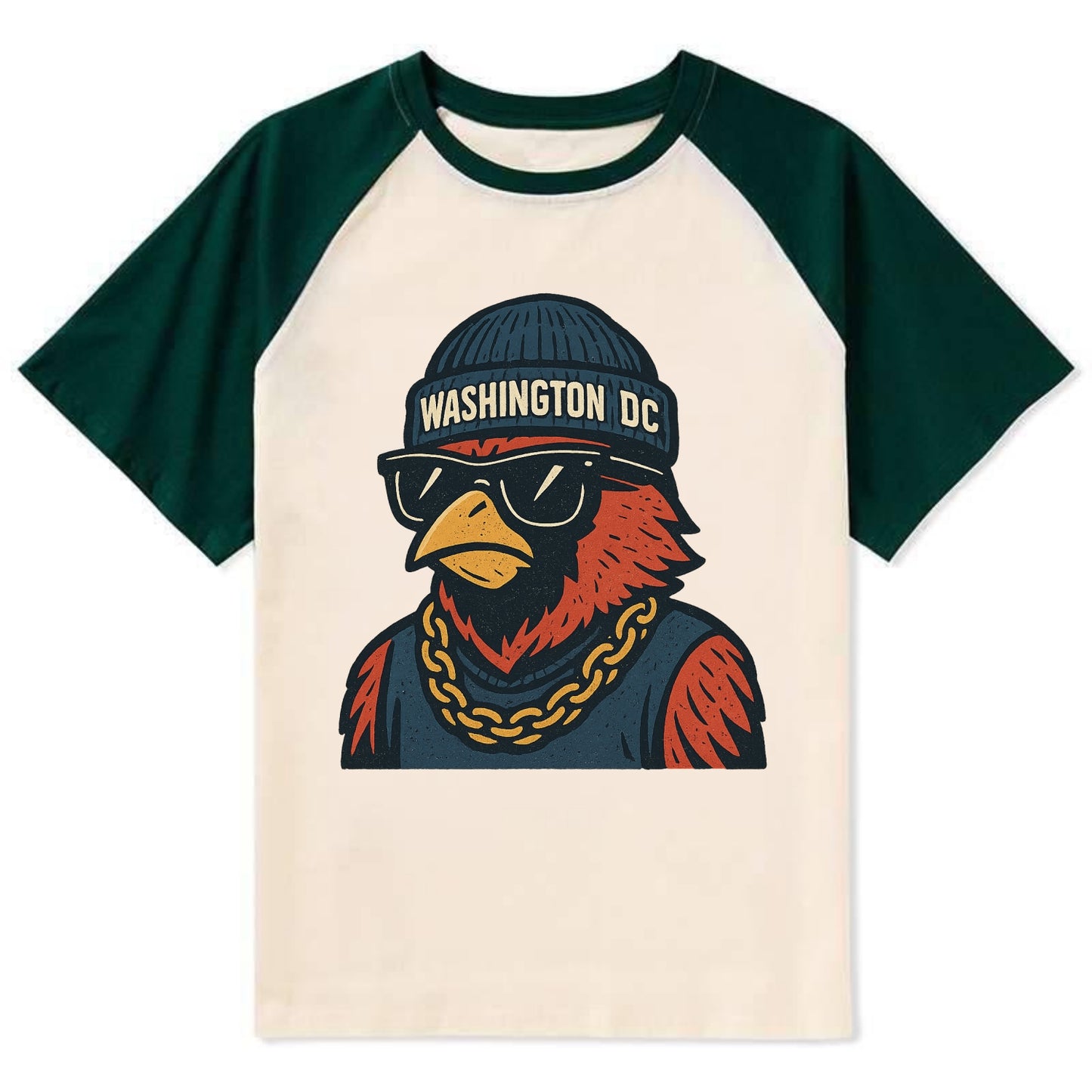 "cardinal" "washington Dc" "dc" "navy" "us East" - Contrast Raglan T-shirt - Green