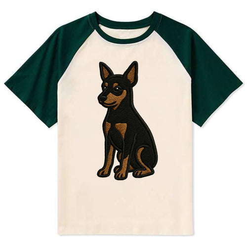 Miniature Pinscher - Black and tan sitti Contrast Raglan T-shirt