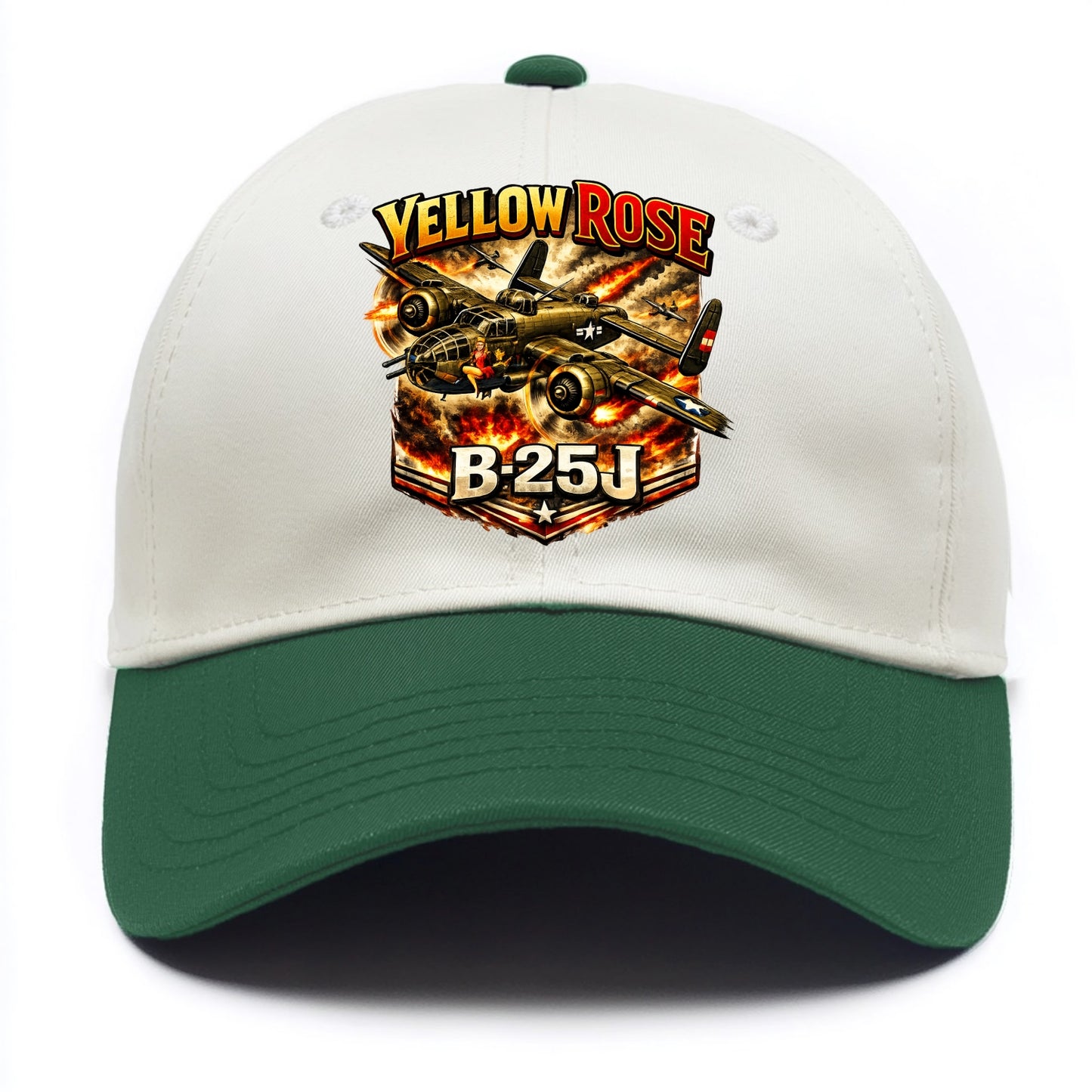 B 25j Yellow Rose - Two Tone Cap - Green