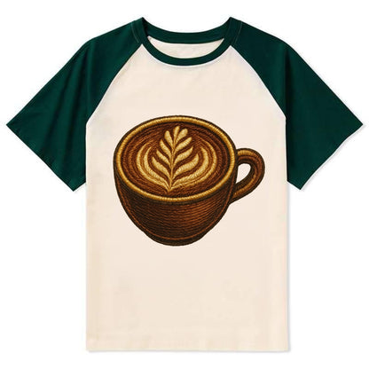 Latte Art  - Contrast Raglan T-shirt - Green