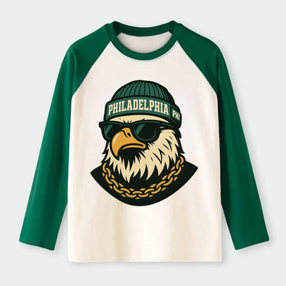 "eagle" "philadelphia" "phi" "green" "us East" - Raglan Long Sleeve T-Shirt - Green