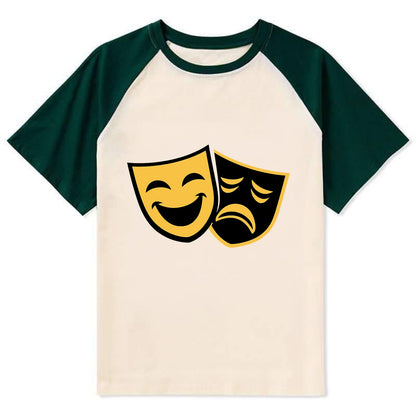 Golden Duality of Theater - Contrast Raglan T-shirt - Green