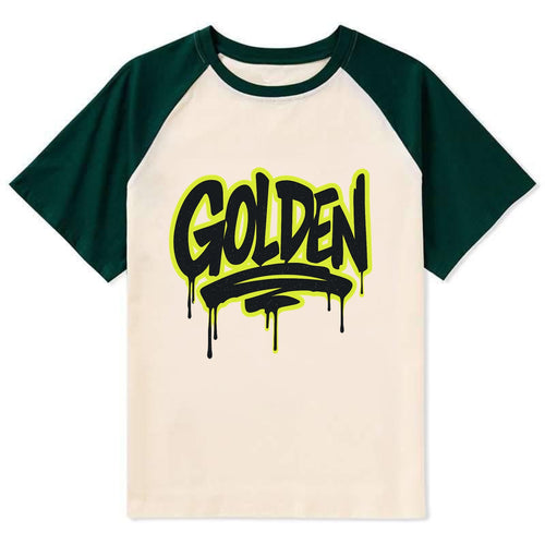 Bold typography design - GOLDEN - precious, valuable, excellent - Contrast Raglan T-shirt