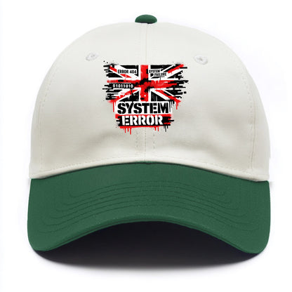 SYSTEM ERROR | Glitch Union Jack pattern | Digital corruption effect | Error code - Two Tone Cap - Green