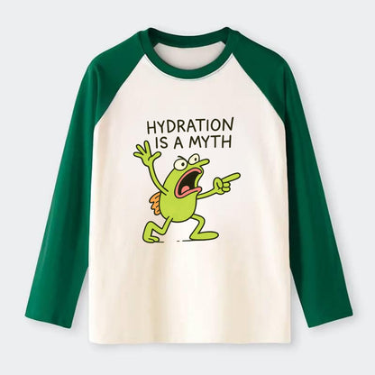 HYDRATION IS A MYTH | Dehydrated fish in desert - Raglan Long Sleeve T-Shirt - Green