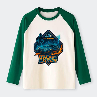 Back To The Future 40th Anniversary 2 - Raglan Long Sleeve T-Shirt - Green