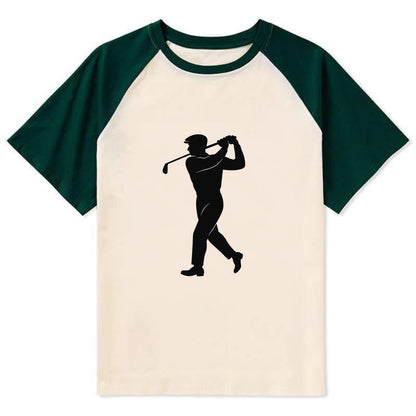 Golfer perfect swing follow-through - Contrast Raglan T-shirt - Green