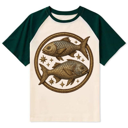 Pisces Fish  - Contrast Raglan T-shirt - Green