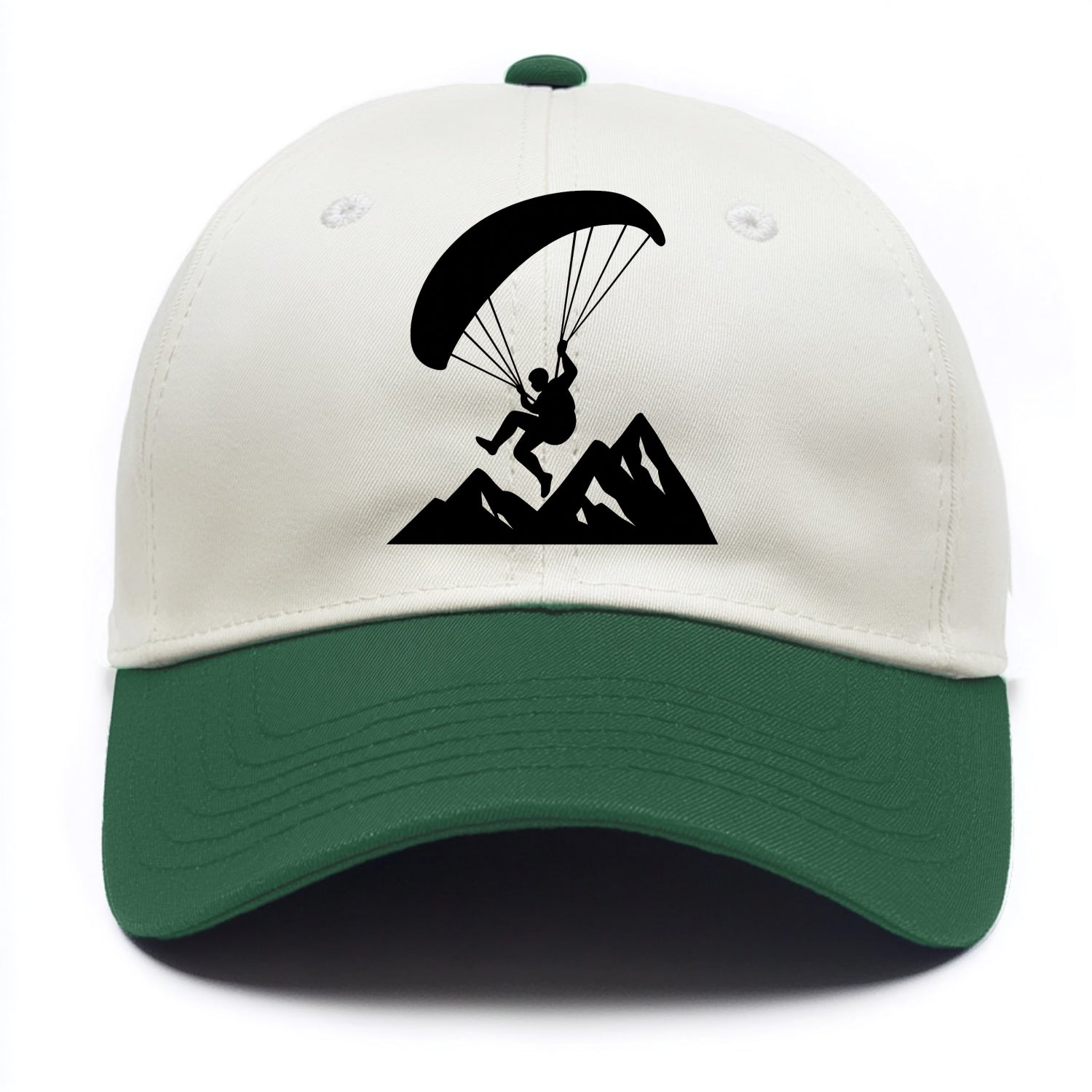Paraglider soaring over mountain peaks - Two Tone Cap - Green