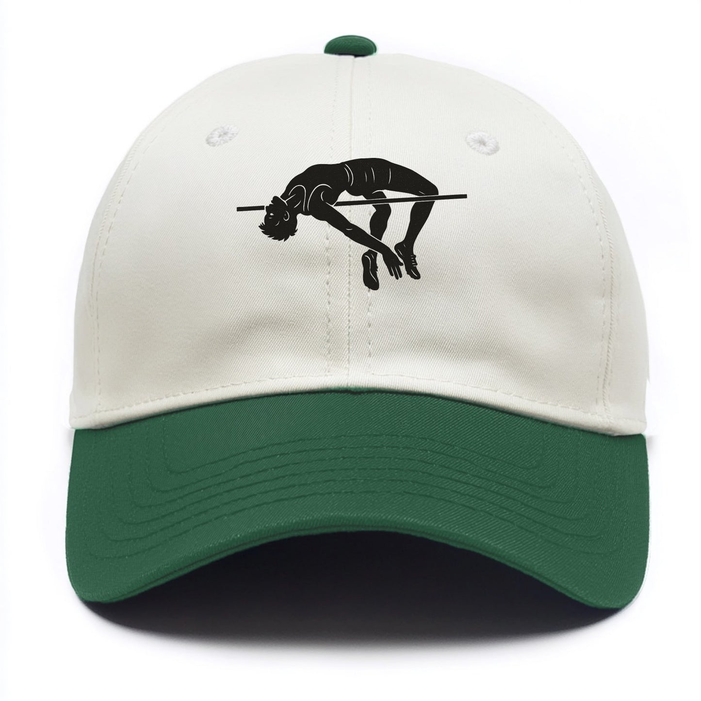 High jumper arching over bar - Two Tone Cap - Green