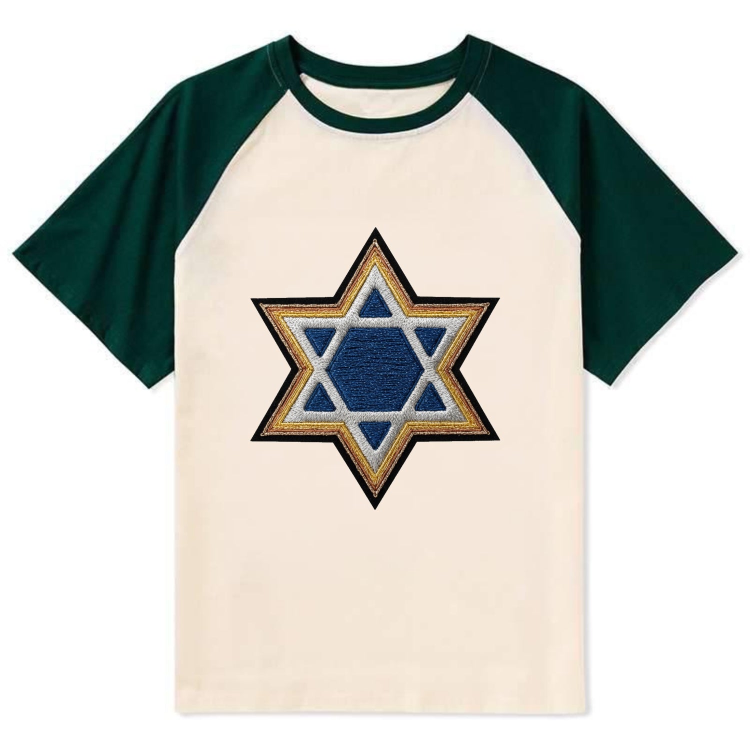 Star of David - Contrast Raglan T-shirt - Green