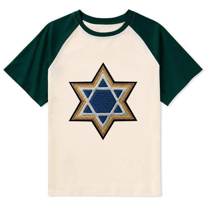 Star of David - Contrast Raglan T-shirt - Green