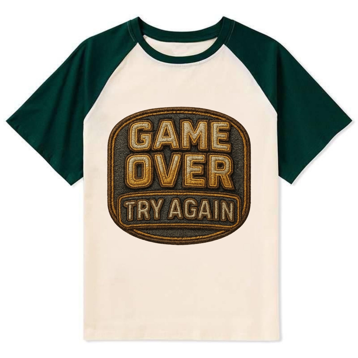 Game Over Try Again  - Contrast Raglan T-shirt - Green