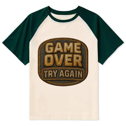 Game Over Try Again  - Contrast Raglan T-shirt - Green