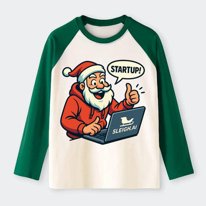 Santa Tech Startup CEO - Raglan Long Sleeve T-Shirt - Green