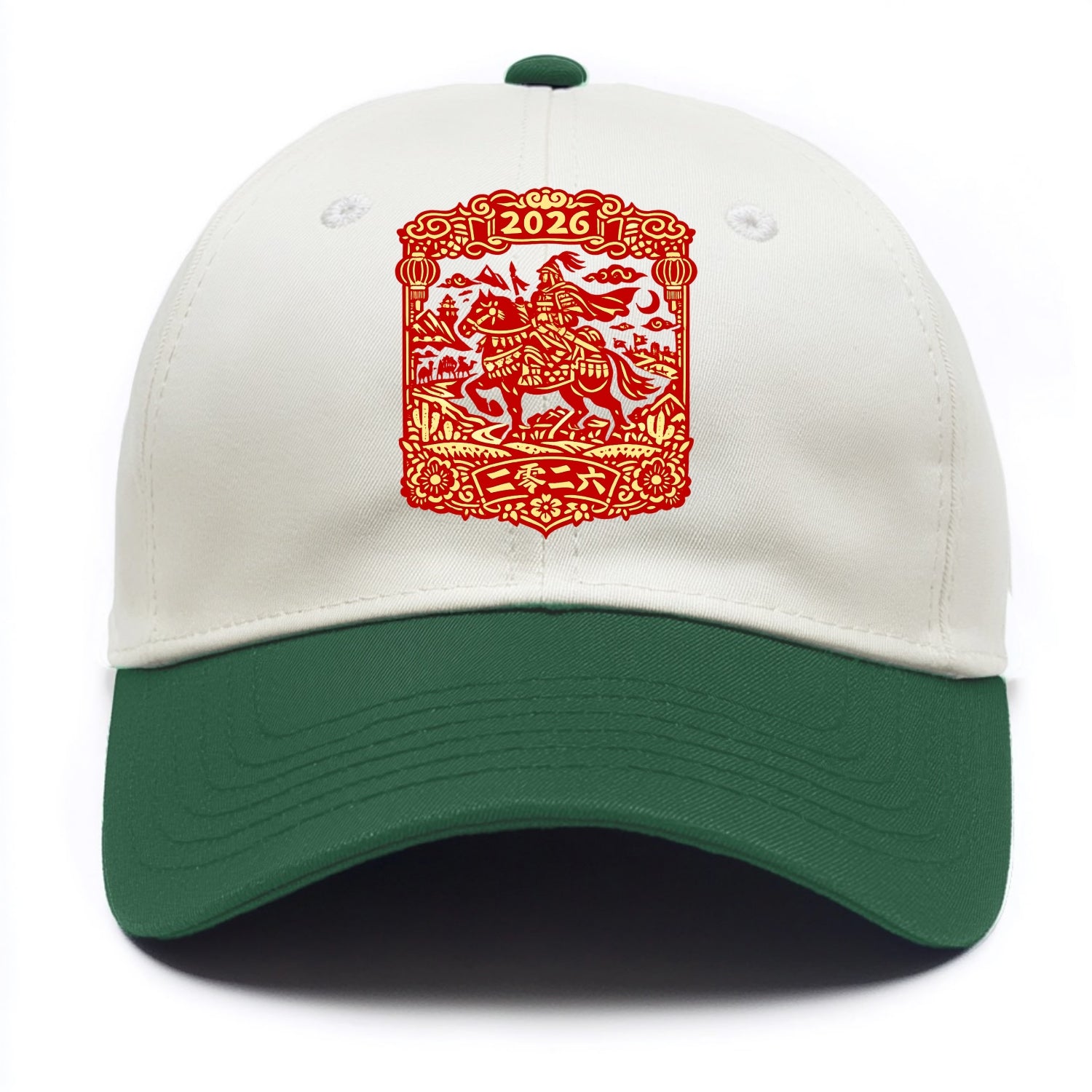 HORSE AND RIDER | Traditional Chinese warrior on horseback | Silk Road journey theme - Two Tone Cap - Green