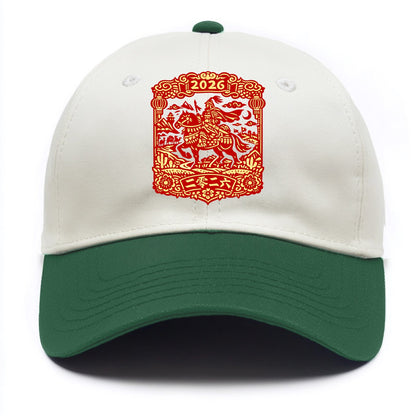 HORSE AND RIDER | Traditional Chinese warrior on horseback | Silk Road journey theme - Two Tone Cap - Green