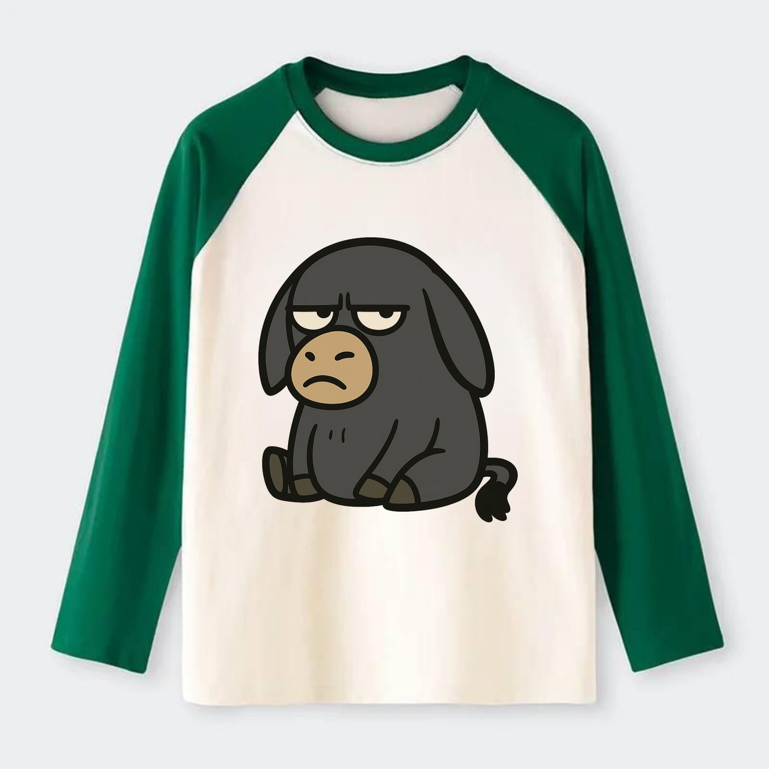 The Donky Judging Silently - Raglan Long Sleeve T-Shirt - Green
