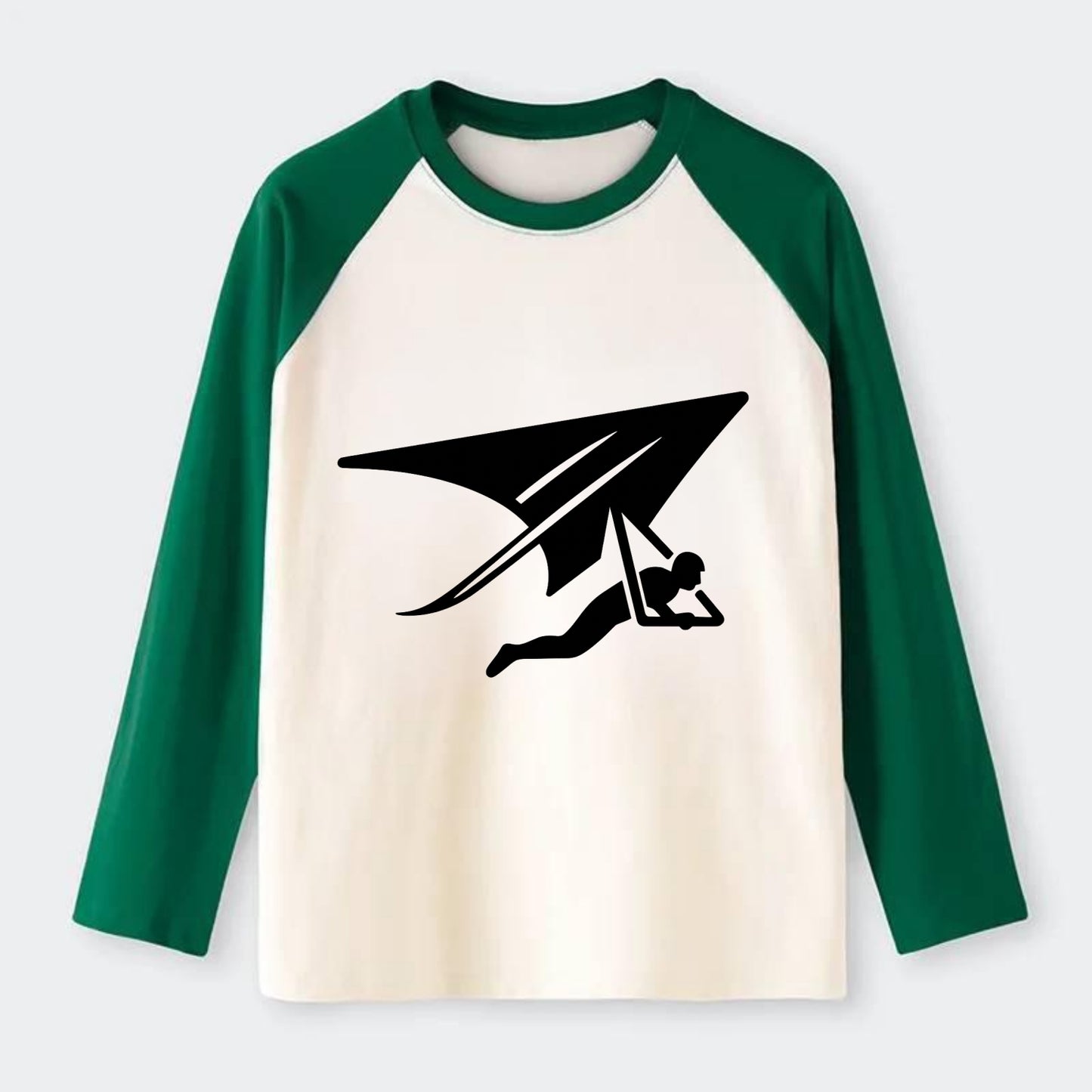 Hang glider soaring - Raglan Long Sleeve T-Shirt - Green