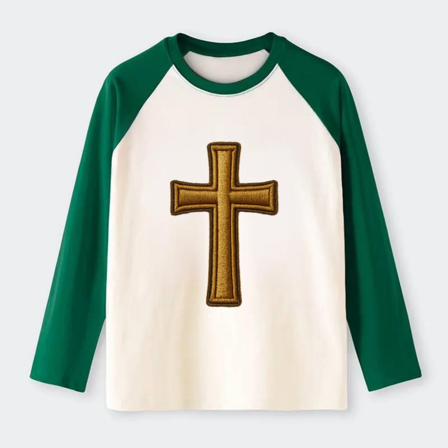 Latin Cross - Raglan Long Sleeve T-Shirt - Green