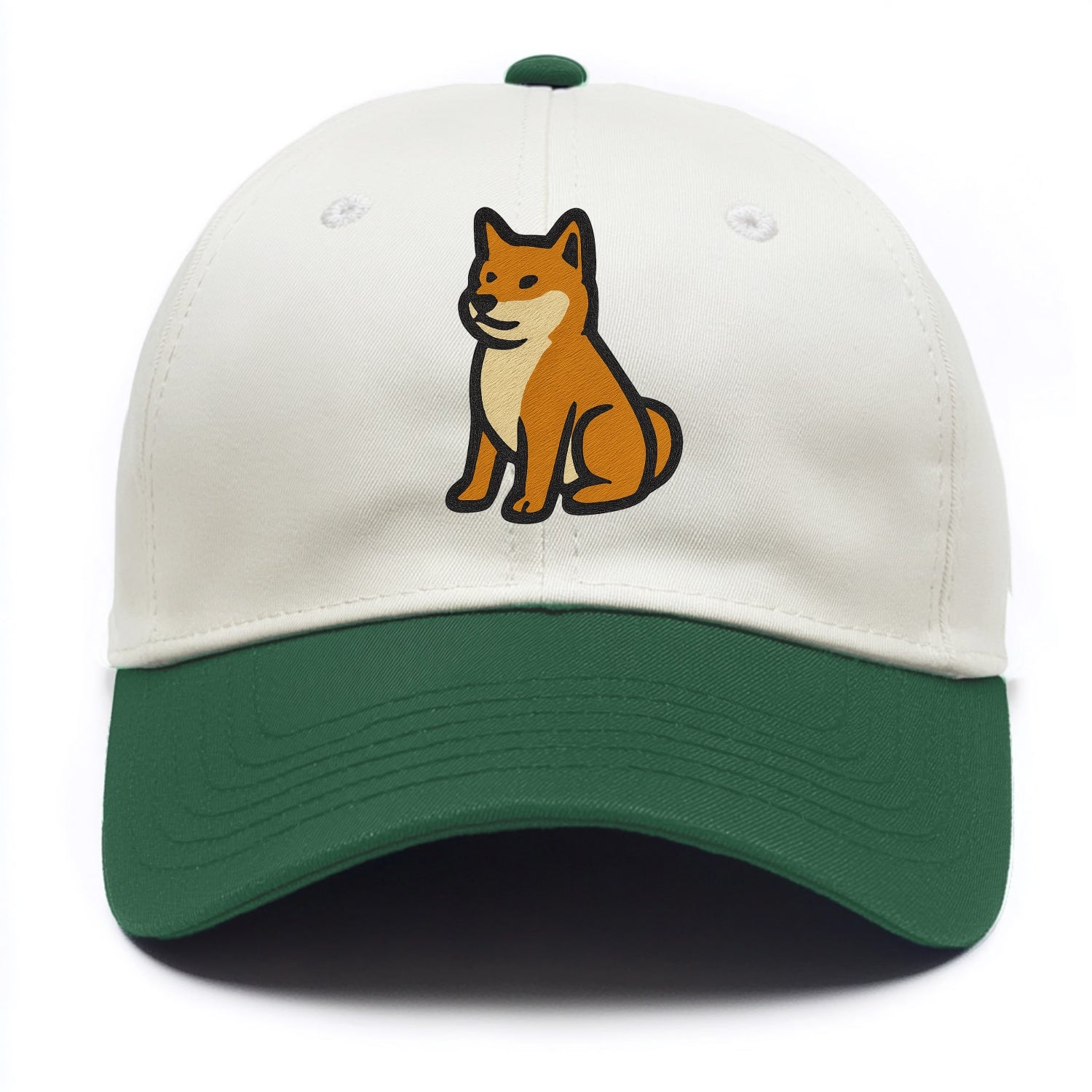 Shiba Inu - Red colored sitting pose - T Two Tone Cap - Green