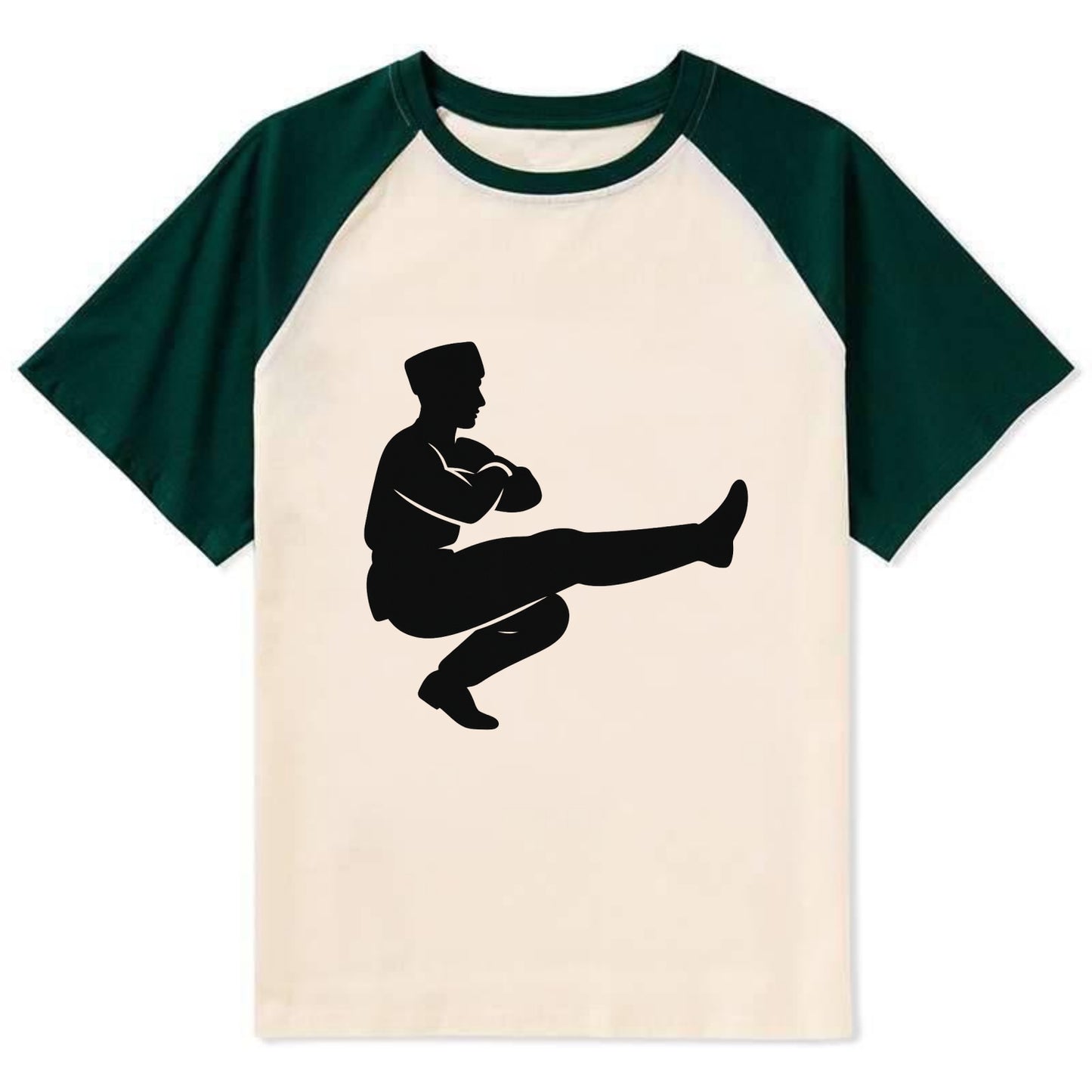 Russian Cossack dancer squat kick - Contrast Raglan T-shirt - Green