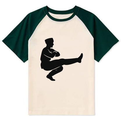 Russian Cossack dancer squat kick - Contrast Raglan T-shirt - Green