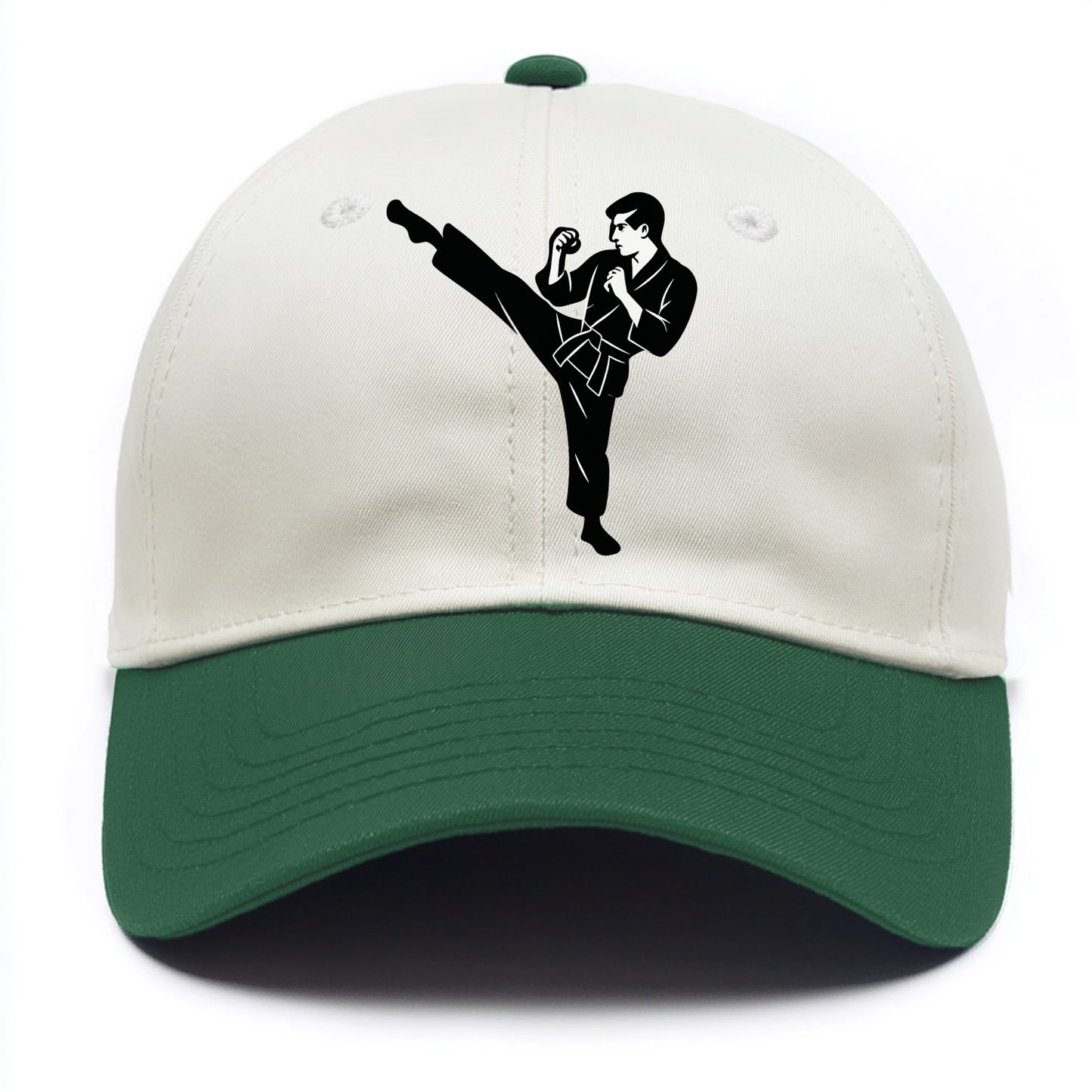 Martial artist performing a high kick - Two Tone Cap - Green